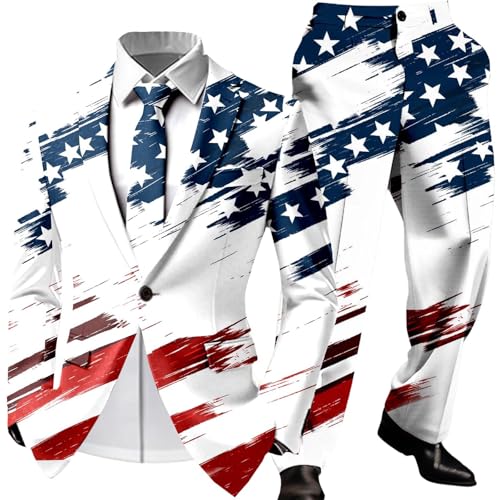 Veste et pantalon homme imprimé patriotique ensemble de fête