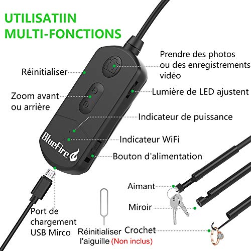 Bluefire 1080HD Wifi Inspektion Endoskopkamera mit 1800 Mah Akku für iOS, iPhone, Android, Tablet (5m) EU – Bild 8
