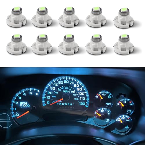 Image of 10PCS T4.2 Led Bulb Neo Wedge 10mm Base, Car Interior Dash Light, 12V IP65 Waterproof 3030 Chip LED Super Bright A /C Indicator Light, Climate Control Switch Indication Bulb for Cars (Ice Blue)