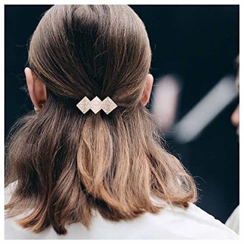 Dervivea Pince À Cheveux Géométrie Dorée Épingle À Cheveux Barrette Carrée Barrette Minimaliste En Métal Pinces À Cheveux Boho En Forme De Diamant Accessoire De Coiffure Pour Femmes Et Jeunes Filles Cover