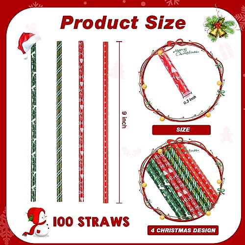 Uiifan 100 pitillos navideños de plástico reutilizables 9 pulg miniatura 2