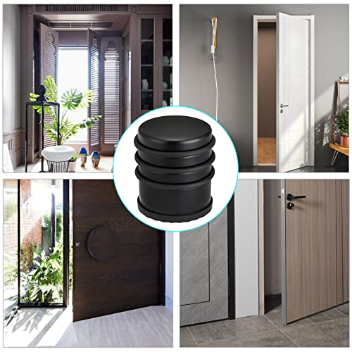 Sumnacon Heavy Duty Floor Door Stopper No Drill - Durability Stainless Steel Door Stop With Anti-Skid Rubber - Contemporary Safety Doorstop For Home Office Commercial Industrial, Black #TOP6
