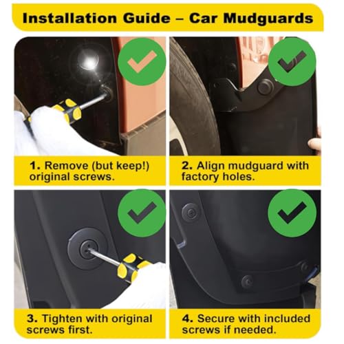 Image of No Drill Mud Flaps Compatible with Honda Civic Sedan 11th Gen 2022-2026,OEM-Style Black Mud Guards, Not Fit Hatchback /Type R
