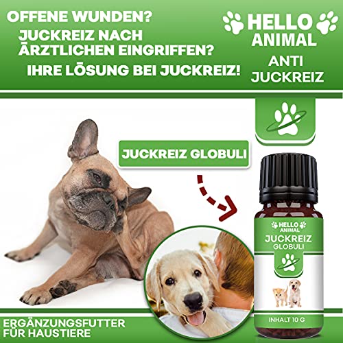 NEU: HelloAnimal® JUCKREIZ Kügelchen für Hunde & Katzen bei Hautreizungen, pflegt Haut und Fell bei Läuse, Flöhe und Milben – mit Bachblüten informiert
