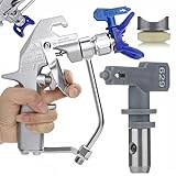 Rosfix Set UltraSpray PM2PRUS04 - Pistola de pintura con gatillo de 2 dedos y boquilla Hi-Flow 629 | Conector de 1/4', boquilla de 7/8', para dispositivos sin aire, accesorios de pintura