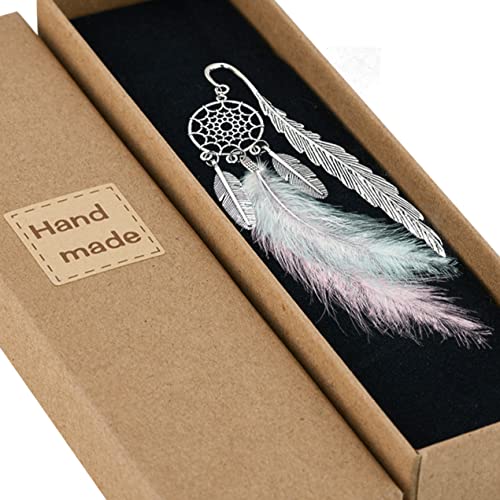 Harphia Feather Book Mark, Metal Dream Catcher Pages Seperator, Light Pink And Aqua Feather, 1Pcs Per Set, With Gift Box Per Pack, Perfect For Women, Student, Family, Book Lovers, Planner 010-Pg #TOP12