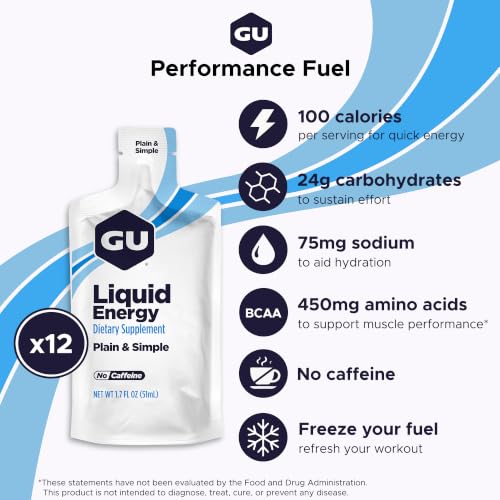 Image of GU Energy, Liquid Energy, Plain and Simple - 12 Count