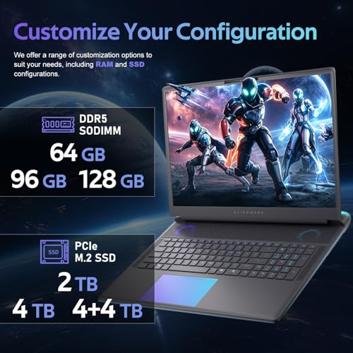 Image of DELL Alienware 5090 Intel Ultra 9 18-inch QHD+ 300Hz RGB Gaming Laptop | Area-51, Intel Core Ultra 9 275HX, RGB Backlit, Customized 64GB /128GB DDR5, 2TB /8TB SSD, Wi-Fi 7, Windows 11 Pro, Blue