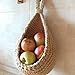 Cestini da appendere per frutta e verdura, canestro bohémien in iuta intrecciata a mano da appendere al muro, con gancio