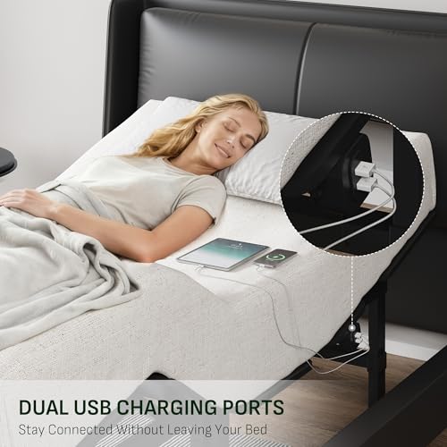 Image of Softa Twin XL Adjustable Bed Base, Head & Foot Incline (60 /40), Holds Up to 900 Lbs, Zero Gravity, Wireless Remote w /LED, Memory Presets, USB Charging Ports, Quiet Dual Motor, Easy Assembly