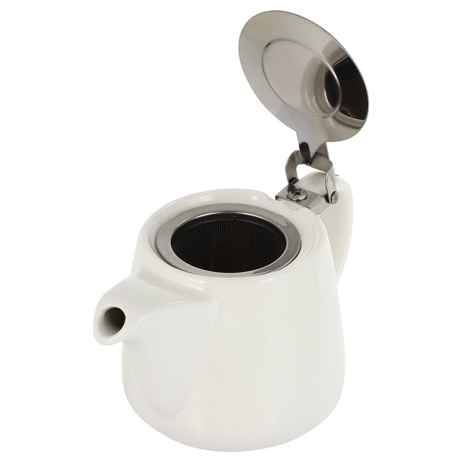Zerodeko Théière en Céramique avec Filtre, Élégante et Résistante, Théière à Long Bec Blanc Crème 600 Ml