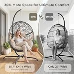 BULEXYARD Hanging Egg Chair with Stand, Patio Swing Chair, Beige - Image 5