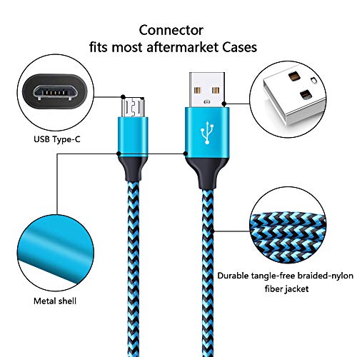 Micro Usb Cable, Fivebox 3Pack 6Ft Android Charging Cable Fast Nylon Braided Micro Usb Charger Phone Cord Compatible Samsung Galaxy J3 J7 A6 S6 S7 Edge, Lg Stylo 2/3 G3 G4 K30 K20 Plus, Android Tablet #TOP1
