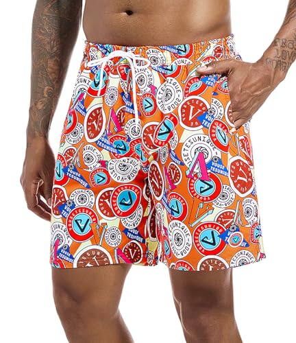 Swim Trunks Mens 7 inch Quick Dry Swim Shorts with Mesh Liner for Men's Beach Shorts
