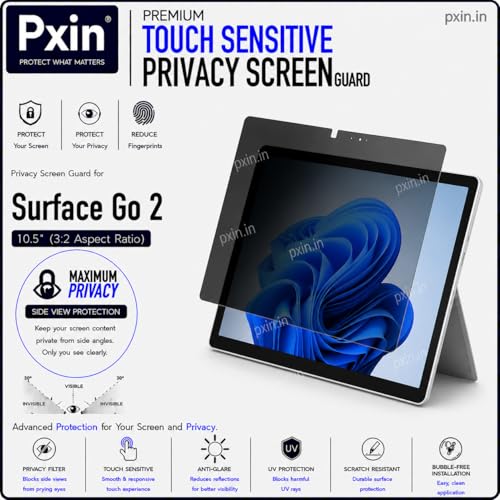 Image of Pxin Aura | Compatible with Microsoft Surface Go 2 | Touch Sensitive Privacy Screen | Anti Blue | Anti Glare | UltraThin for Hyper Touch | Anti UV | Privacy Filter