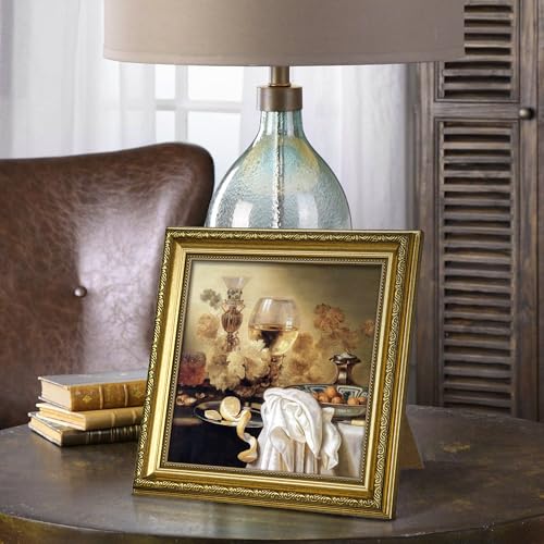 Image of upsimples Vintage 8x8 Picture Frame, Antique Gold Frames, 2 Pack | Gold Picture Frames, Fits 8 x 8 Photos, Elegant Vintage Design, Wall or Tabletop Decor, for Wedding or Family Memorie