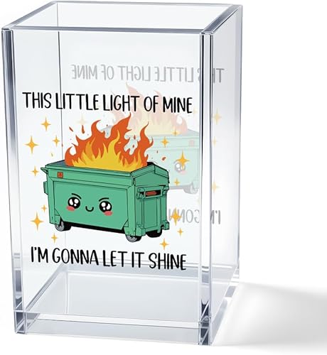 Miniatura 10 de Everything is Figureoutable Portavasos de Lápices y Bolígrafos Cosméticos de Acrílico, Portavasos de Lápices Emotional Dumpster Fire, Regalos de