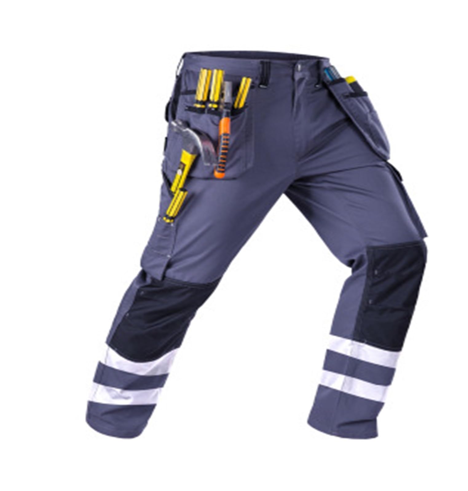 Pantalones de Trabajo Hombre Pantalones de Soldadura funcionales, Multibolsillos, Resistentes al Desgaste, a Prueba Suciedad y antichispas, Reflectantes