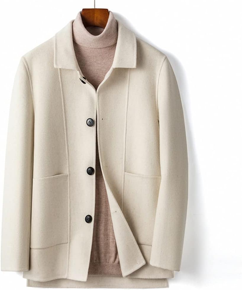 Wool Woolen Coat Lapel Autumn and Winter Men Short Trench Jacket