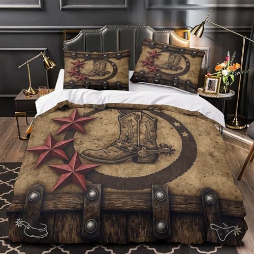 DAZBDEOCK Juego de ropa de cama de 3 piezas con diseño 3D impreso para decoración del hogar, funda de edredón ultra occidental, antialérgica, para todas las estaciones, para adolescentes, niños y
