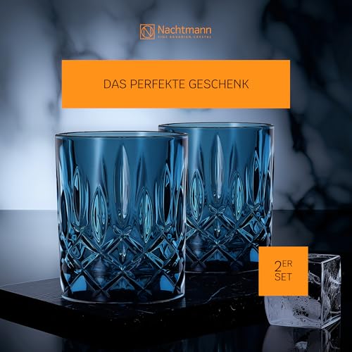 Image of Nachtmann Noblesse Collection 4 inch Whiskey Tumbler, Made of Fine Crystal Glass, Glass for Bourbon, Whiskey, & Other Beverages, 10.4-Ounces, Dishwasher Safe, Set of 2 (Vintage Blue)