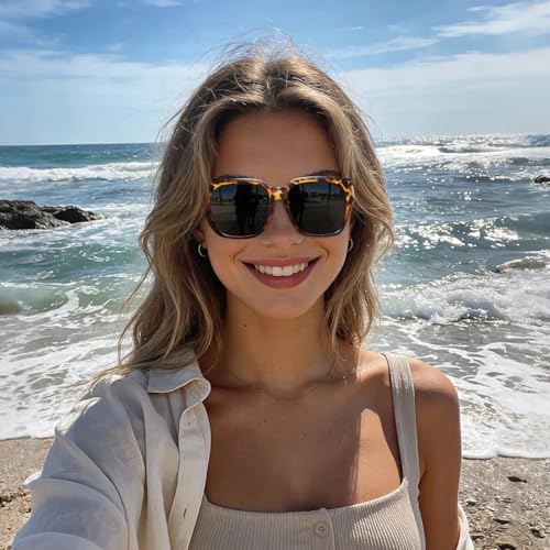 Image of HAOLOTA Polarized Fit Over Glasses Sunglasses for Women Men Trendy Square Wrap Around Shades UV Protection