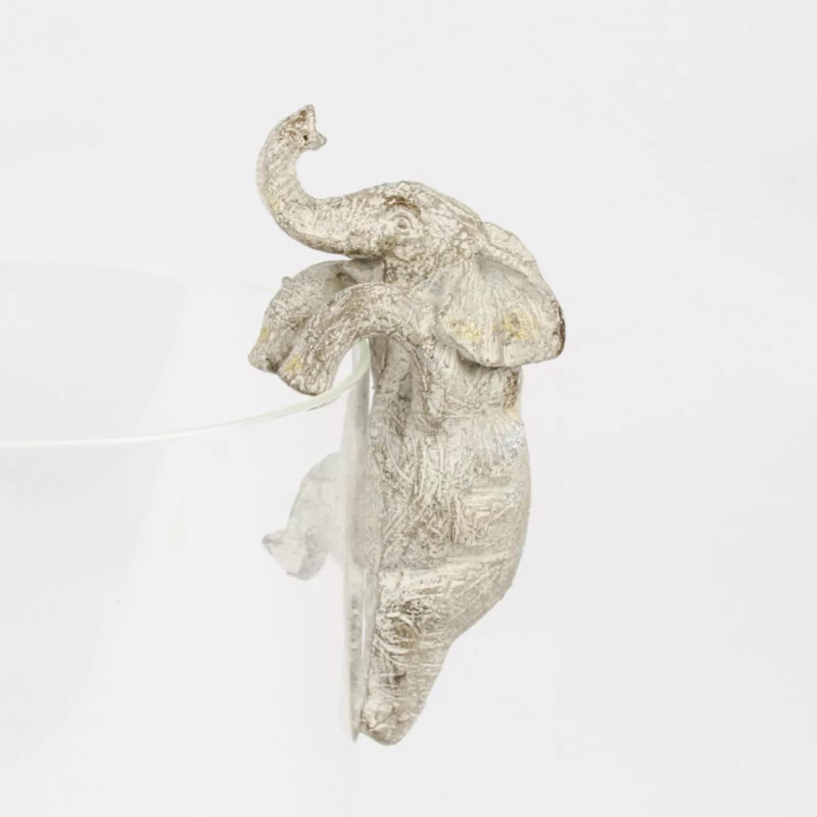 Fyne-Finds Grey Resin Elephant Plant Pot Hanger Whitewash Pot Animal Sculpture Ornament Home Garden Pot Decor