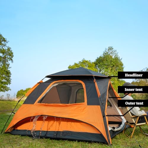 Carpa de camping ligera para 5-8 personas color naranja miniatura 4