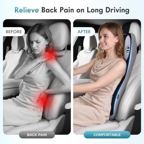 Image of FLORICH Upgraded Car Seat Lumbar Support Pillow and Adjustable Headrest One-Piece Design, Memory Foam Breathable Back Neck Support Cushion, Widened Design for Car Seat Long Driving Back Pain Relief