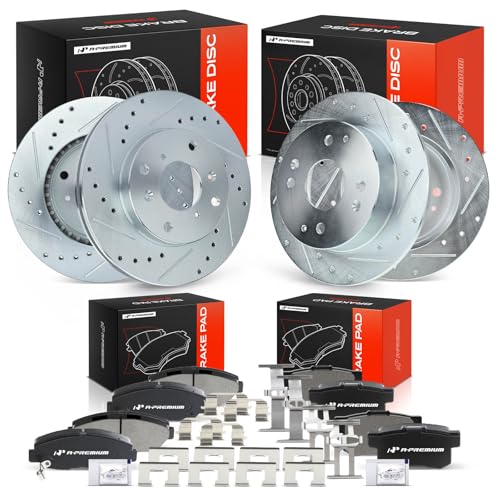 A-Premium Front & Rear Drilled and Slotted Disc Brake Rotors