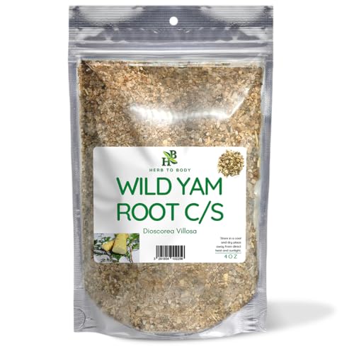 Herb To Body Wild Yam Root Cut & Sifted 4 oz Wildcrafted Dioscorea Villosa for Herbal Tea Relaxation Support and Traditional Uses