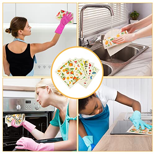 Patelai 6 Pieces Swedish Kitchen Dish Towels Kitchen Cloths Reusable Sponge Cleaning Cloths Absorbent Dish Cloth No Odor Hand Towel Quick Drying Washable Cleaning Wipes (Fruit Style) #TOP5