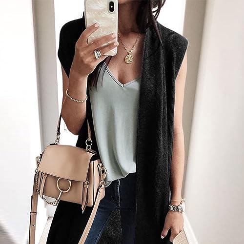 Women's Long Sweater Vests Sleeveless Open Front Cardigan Tunic Vest Long Cardigan Tops Coat Fall Winter Outfits3
