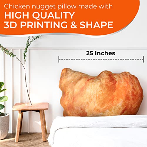 Chicken Nugget Pillow | Realistic 25 Inch Stuffed Chicken Nuggets Funny Food Pillow | 3D Giant Food Shaped Plushie Kids Toy Pillows | Fun Plush Food Travel Pillows | Comfortable Back Lumbar Cushion #TOP4