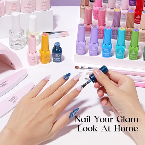 Image of Beetles Gel Nail Polish Kit with U V Light - 35 Colors 68 Pcs Gel Polish Set One Color One Bottle Seasonal Whispers Nails Kit with Top Base Coat Beauty Must Have DIY Salon Manicure Gifts for Women