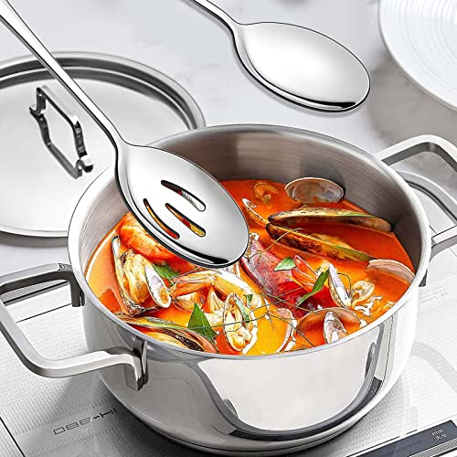 6-Piece Stainless Steel Serving Spoons Set: 3 Regular & 3 Slotted Spoons for Buffets, Parties, and Kitchens (Silver 01) - Image 6