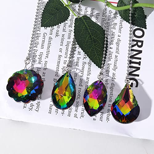 Image of 4 Pieces Crystal Ceiling Fan Pull Chain Rainbow Maker Pull Chain Extension for Light Ceiling Light Fan Pull