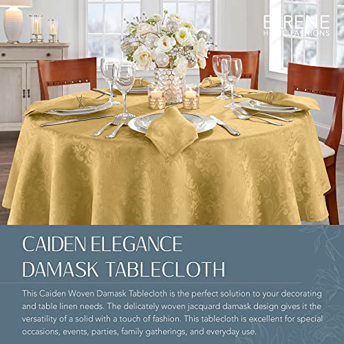 Elrene Damask Tablecloth, Polyester, Gold, 90" (Round), 90 inch (Round) - Image 2