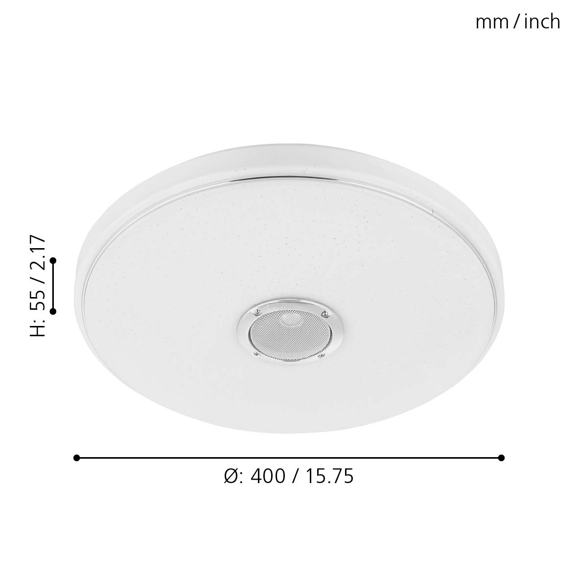 EGLO LED Deckenlampe Milazzo, Badezimmer Lampe mit Fernbedienung | Kristall-Effekt Deckenleuchte mit Bluetooth Lautsprecher, warmweiß-kaltweiß, RGB, Nachtlicht, dimmbar, Weiß, IP44, Ø 40cm
