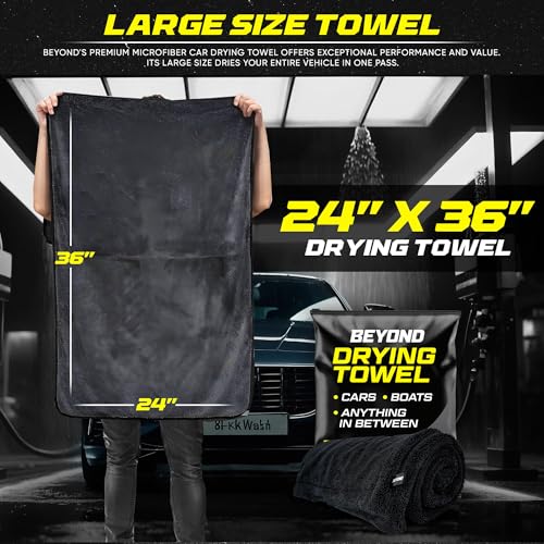 Beyond Drying Towel - Super Absorbent Large Premium Microfiber Detailing Towel for Cars and Boats - 3-Pack