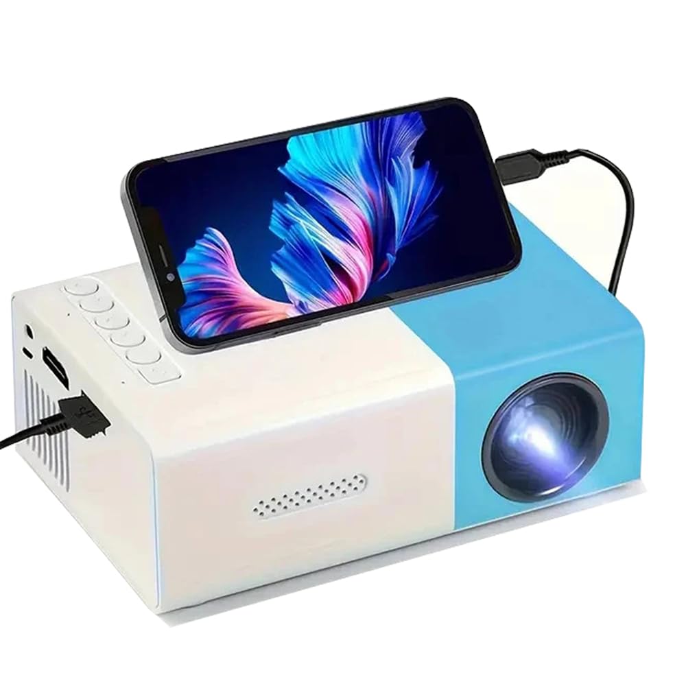 Mini Projecteur, Mini Projecteur Portable 1080P Full HD Supporté, Videoprojecteur avec Télécommande, Compatible avec HDMI/Audio/Smartphone/Tablette/PC/TV Stick/USB/AV (Bleu)