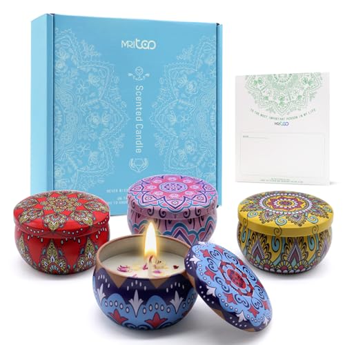 Soy Wax Scented Candle Gift Set (4‑Pack) with Dried Flowers