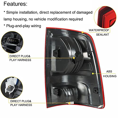 Image of MOCW Left Driver Side Tail Light Compatible With 2009-2018 Dodge Ram 1500 2500 3500 Rear Taillight Brake Light Turn Lamp With Bulb, Replace CH2818124, Red