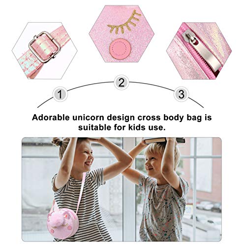 VALICLUD Crossbody Bag for Kids Round Glitter