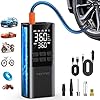 Compresor de aire portátil para inflador de neumáticos, bomba de aire para neumáticos de automóvil, portátil para automóvil con medidor de presión, inflador de neumáticos con luz LED, para bicicleta