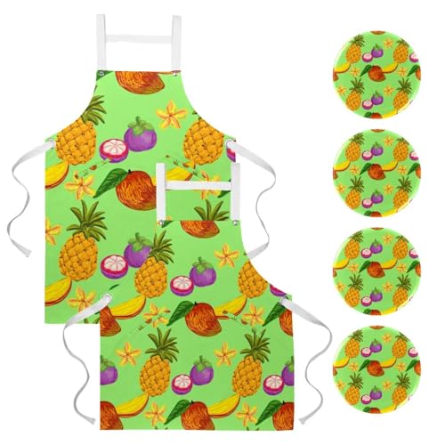 Lot de 2 tabliers de cuisine tropicaux pour la pâtisserie et la maison