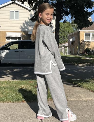 Image of Arshiner Girl's 2 Piece Outfits Long Sleeve Knit Pullover Sweater Tops Wide Leg Pants Casual Fall Sets Tracksuits