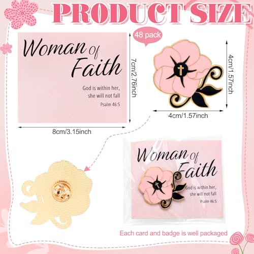 Hoteam Christian Pins for Woman of Faith Pins with Cards Flower Enamel Brooch Gift God Is Within Her She Will Not Fall3