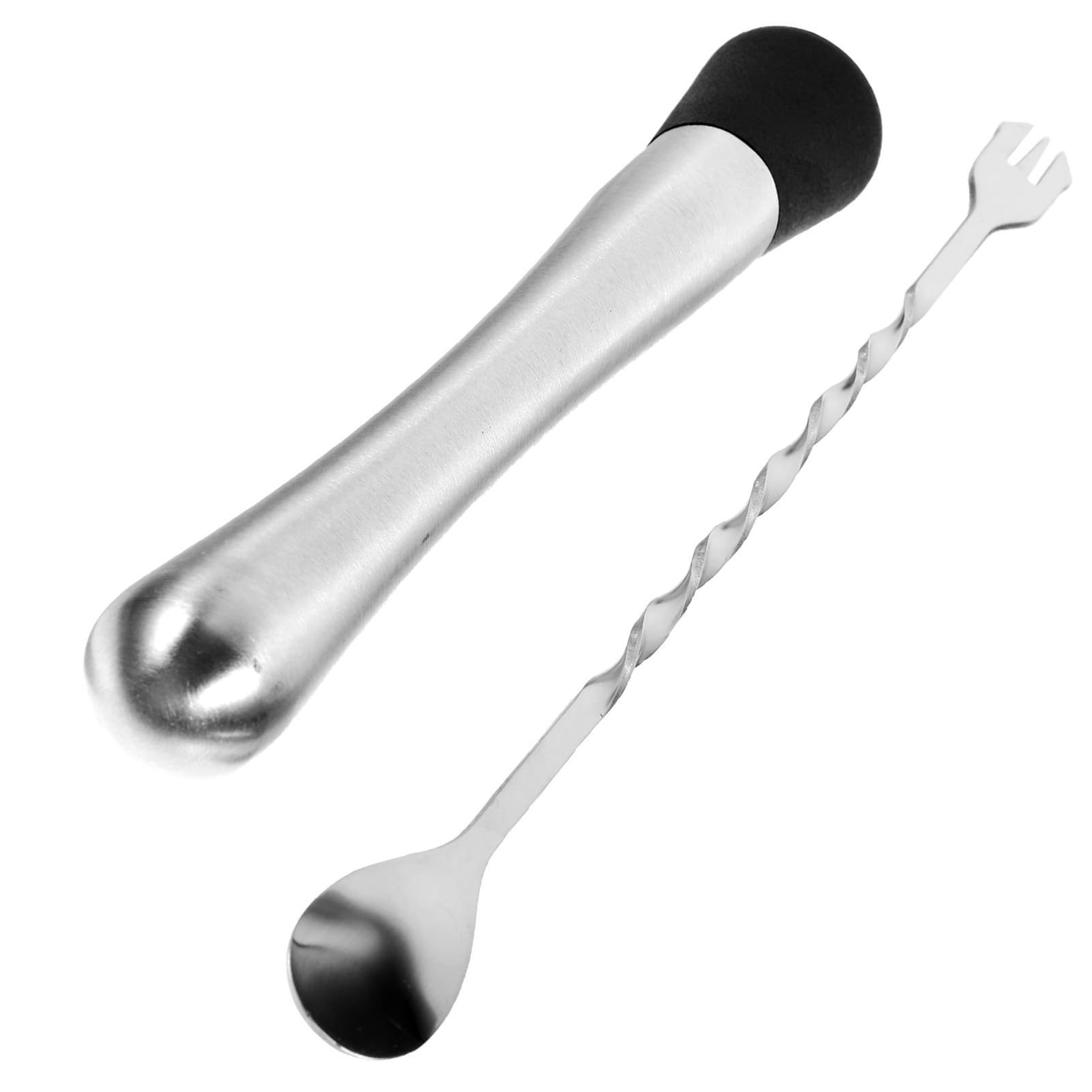 HOLIDYOYO 2pcs Stainless Steel Cocktail Stirrer Set Stirring Spoon Muddler for Bar Ice Muddler Bar Supplies