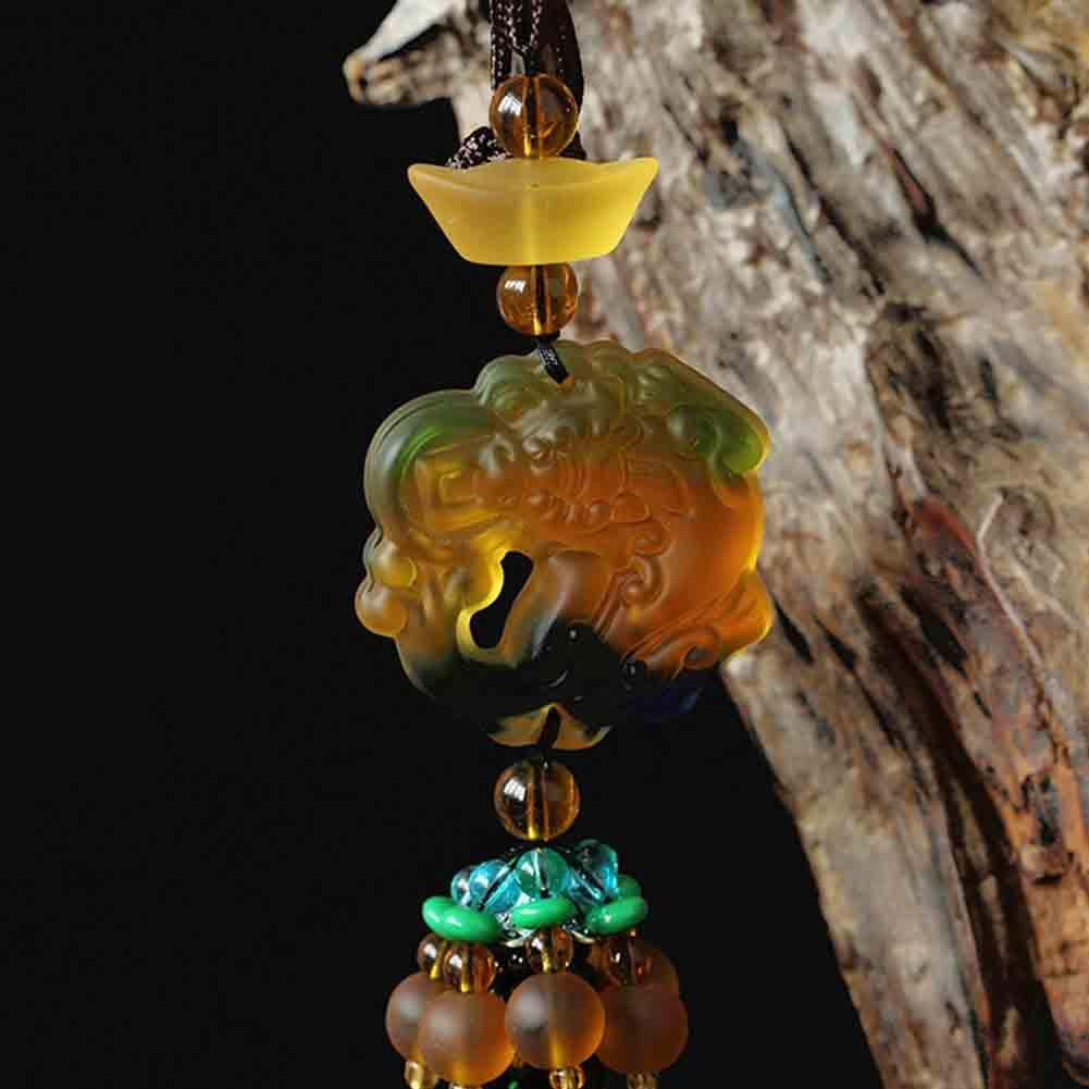 Ornament Feng Shui Ornaments Hanging Ornament Wealth Laughing Buddha Pi Yao/Pi Xiu Tassel Pendant Window Home Office Car Good Luck Decoration,A (A)